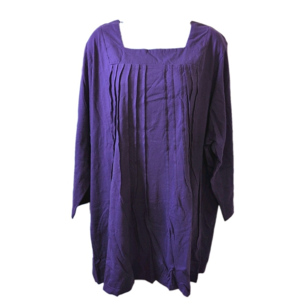 The Vermont Country Store Womens 3X Purple Pintuck Tunic Blouse - New